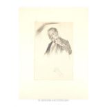 John Copley (oBritish, 1875-1950) - 'The Cellist', pencil study on paper; circa 1930; bearing