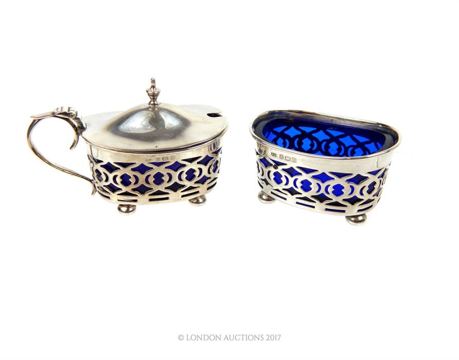 A matching Edwardian silver salt and mustard, Birmingham 1903 and 1907