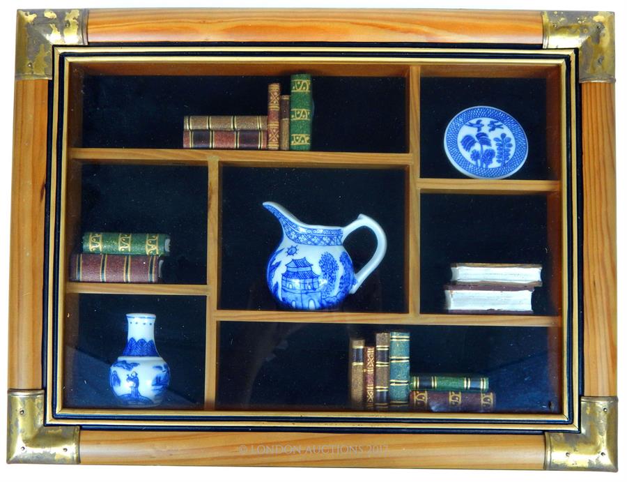 Two framed dioramas, one depicting a Victorian study with globe - Image 2 of 3