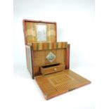 An early 20th century, Masonic wooden and bone inlaid jewellery box with internal mirror and