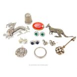 A collection of sterling silver and white metal items