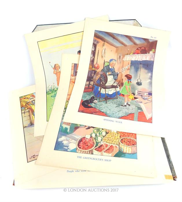 A blue cloth folio containing 77 original, colour, 1920's/1930's childhood prints - Image 2 of 2