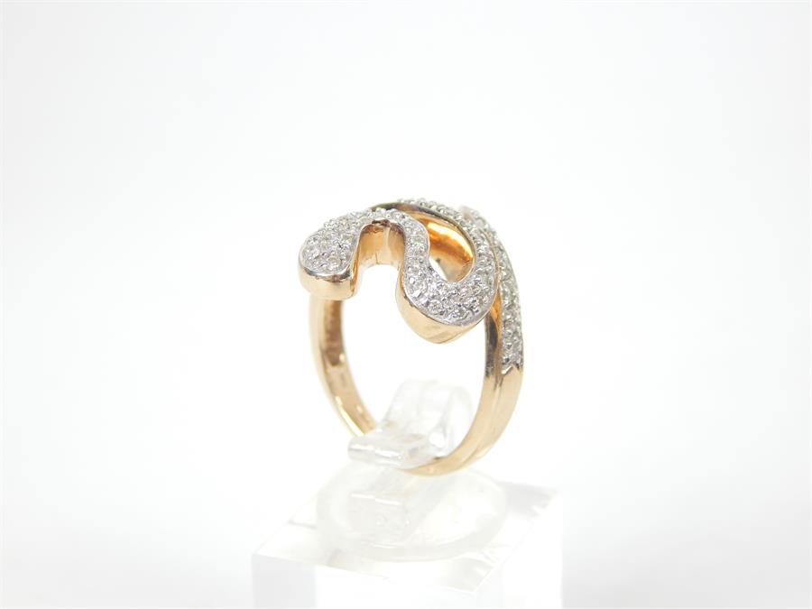 A fine, 9 ct yellow gold snake ring set with small, brilliant-cut diamonds - Image 2 of 2