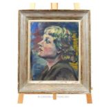 A mid 20th century, portrait of a French young lady; indistinctly signed and dated "1944"; oil