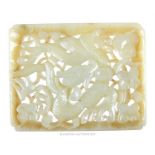 A Chinese, carved jade, rectangular, large, pendant/plaque