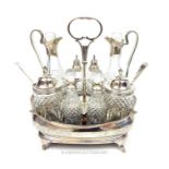 A George III sterling silver cruet stand, Charles Chesterman II