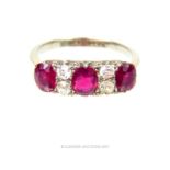 An exceptional, antique, 18 ct white gold, ruby and diamond ring
