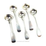 Five George III, George IV and William IV sterling silver condiment spoons