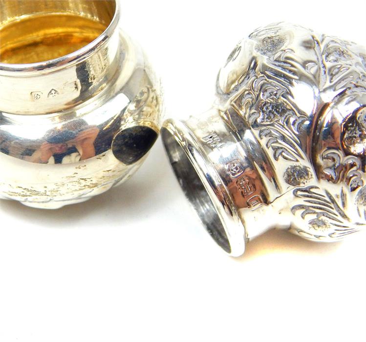 Two Edwardian cut glass perfume bottles with sterling silver lids and collars - Image 3 of 3