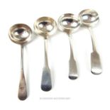 A collection of three George III and one Victorian hallmarked sterling silver sauce ladles