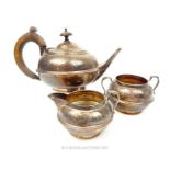 A sterling silver Bachelor's three piece tea set