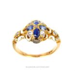 Attributed to Carlo Guiliano, white enamel, sapphire and diamond ring