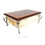 An Edwardian mahogany and sterling silver jewellery box