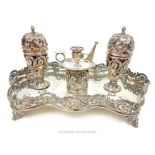 A mid Victorian hallmarked silver inkstand, George John Richards & Edward Charles Brown