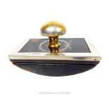 An Edwardian sterling silver and tortoiseshell desk blotter