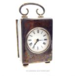 A sterling silver cased miniature carriage clock