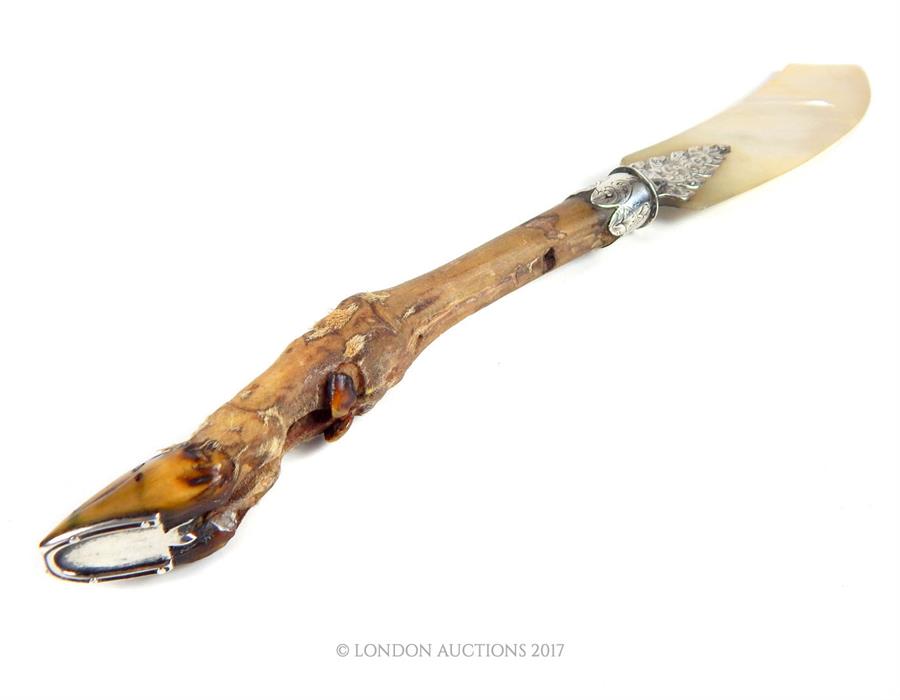 A 19th century Scottish silver, mother of pearl and deer foot letter opener - Image 3 of 3