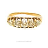 A Victorian, 18 ct yellow gold and five stone, yellow diamond ring
