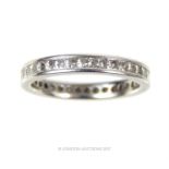 A platinum and diamond set eternity band