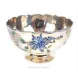 A late 19th / early 20th century Chinese hallmarked silver and cloisonne bowl, marked Zee Wo