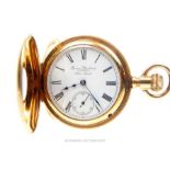 An American 14ct gold stiffened (plated) half hunter pocket watch,