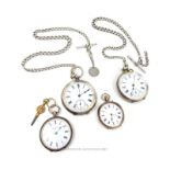 A collection of four hallmarked silver pocket watches