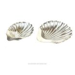 Two sterling silver shell form dishes