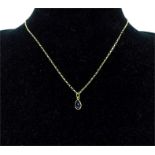 A charming, 9 ct yellow gold, amethyst pendant on 9 ct yellow gold chain