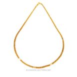 A weighty, Italian, 18 ct yellow gold, curb-link style chain necklace