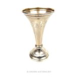 A modern sterling silver trumpet form spill vase
