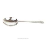 An unusual Scottish hallmarked silver soup spoon