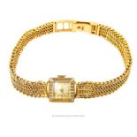 A smart, 18 ct yellow gold, 1940's, ladies wristwatch on original, elegant, gold mesh strap