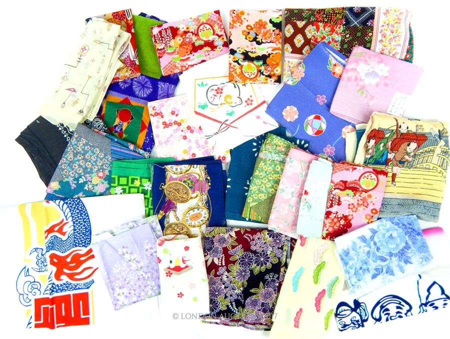 A large quantity of authentic, colourful, Japanese scarves (Furoshiki)