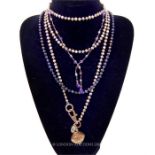 Three freshwater pearl strand necklaces