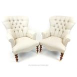 A pair of contemporary Victorian style armchairs