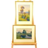 A pair of elegant 1920's watercolour landscapes, signed M Zink