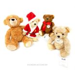 Four Steiff teddy bears; three with articulated joints (including a Father Christmas Teddy). (4)