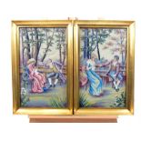A pair of Viennese c1920's needle point studies in gilt frames