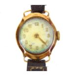 A Continental mid 20th century, ladies' 18ct gold cased wristwatch (inside case stamped "18" ".