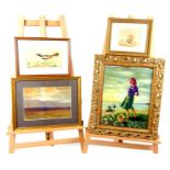 A selection of framed artworks