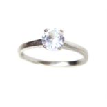 A 14 ct white gold and white stone, solitaire ring