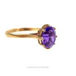 A 14 ct yellow gold, amethyst ring
