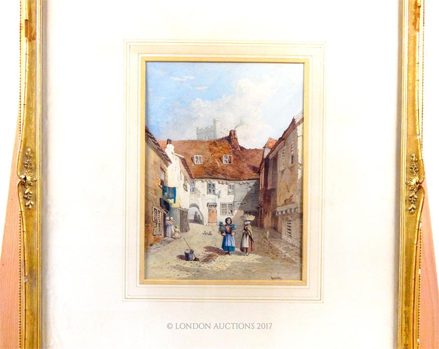 J. Callow, A Victorian watercolour of a flower seller with a print - Image 3 of 3