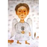 Vladimir Makeyev (Russian b.1963-) “A Christmas Angel” signed and dated 2015, oil on paper, unframed
