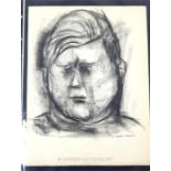 An unframed charcoal portrait study of Francis Bacon