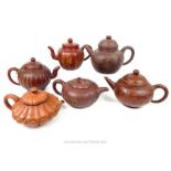 Six Chinese Yixing terracotta teapots