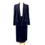 A vintage, designer, Janice Wainwright, black, woollen jacket and skirt