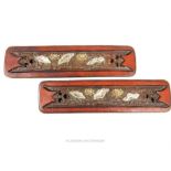 A pair of fine, Meiji period, Japanese, bronze scroll ends