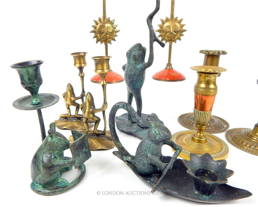 A collection of ten brass and bronzed candlesticks - Image 2 of 2