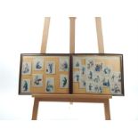 Two framed collections of mounted 19th century, Chinese rice paper illustrations with 22 pictures on